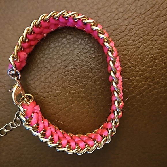 Hot Pink Barbie Cord Braided Chain Bracelet - Picture 5 of 7